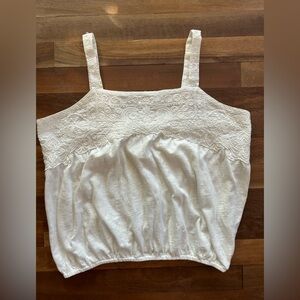 Lucky Brand White Embroidered Square-Neck Camisole